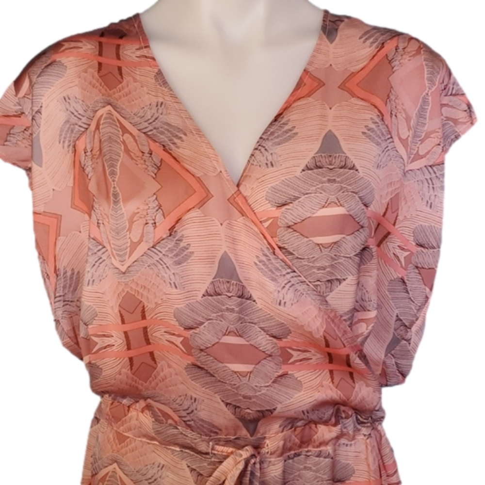 Nikita peach & coral silky breezy spring summer romper - Picture 2 of 14